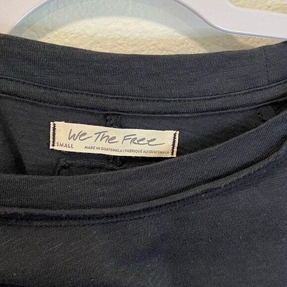 FREE PEOPLE WE THE FREE Black Long Sleeve Tee Shirt Size Small - Picture 3 of 8